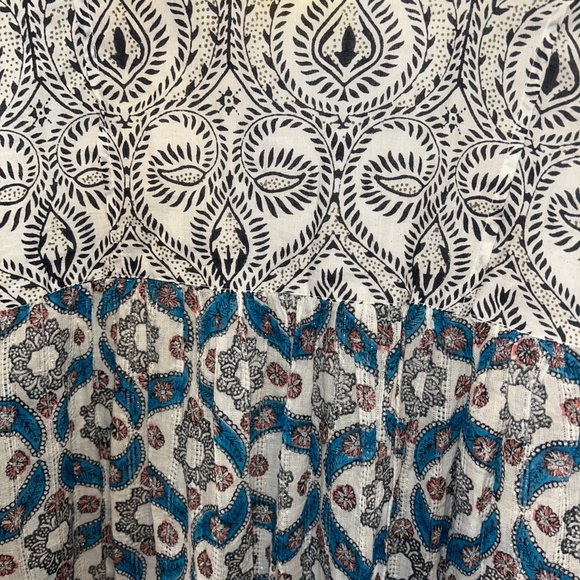 Roberta Roller Rabbit blue Moroccan Tile Indian Block Print tunic top XS - Picture 3 of 8